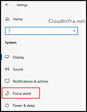 Focus Assist in Settings App