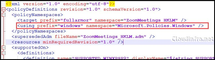 NamespaceMissing:Microsoft.Policies.Windows