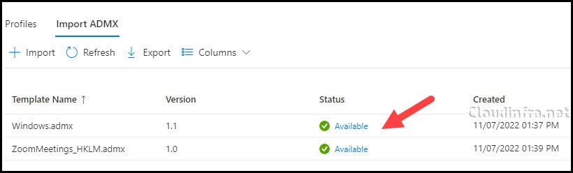 Import Zoom Admx template into Intune
