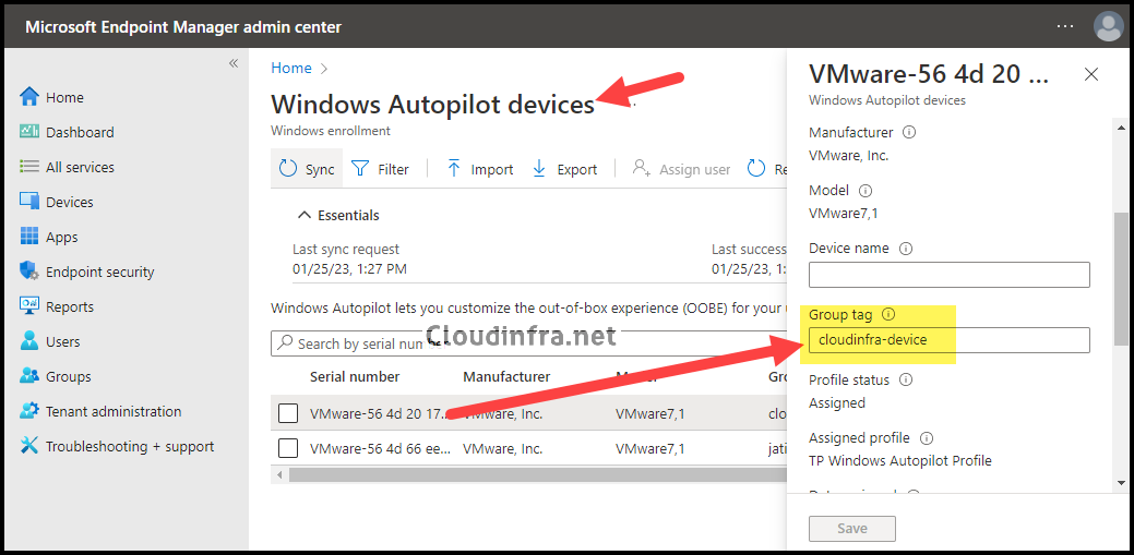 Add Group tag for Autopilot devices