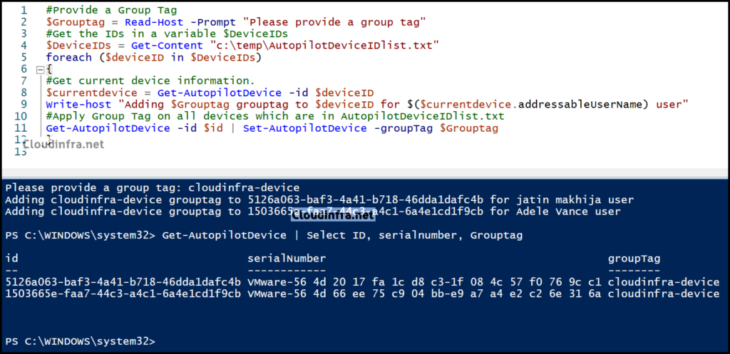 How to add a Group tag to all autopilot devices using Powershell