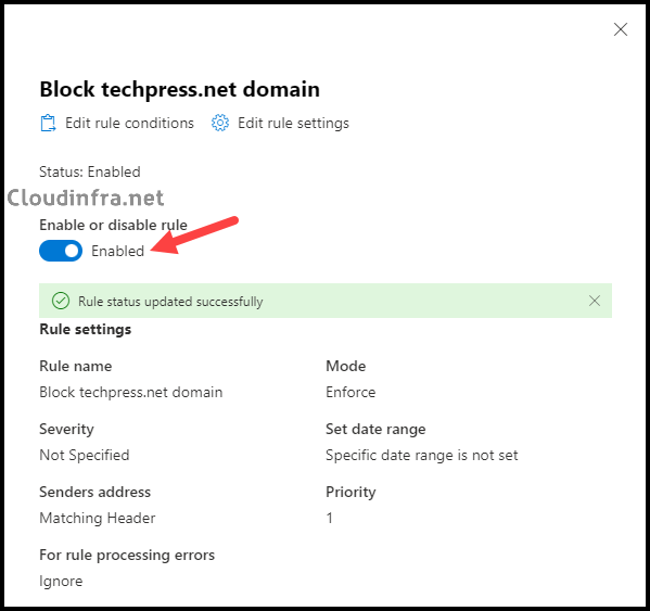 Create a Transport rule to block a domain