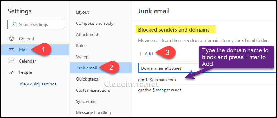 Block sender's domain using Oulook on the Web (Outlook Web App)
