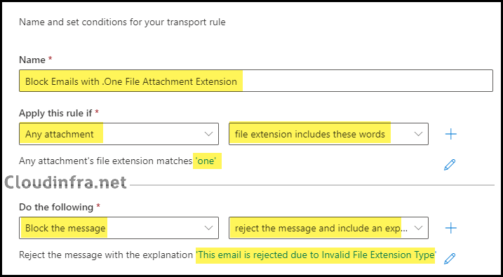Block Emails with .One File Attachment Extension