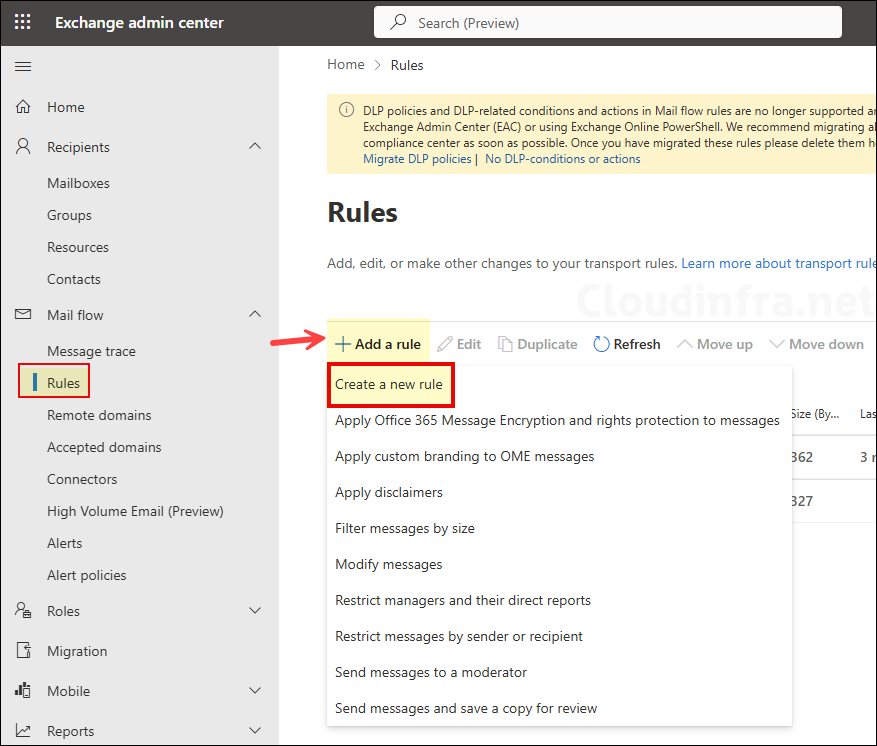 Create a new rule in Exchange Online to bypass spam filtering
