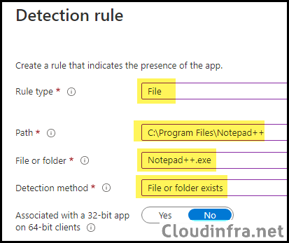 Deployment of Notepad++ using Intune Detection Rule