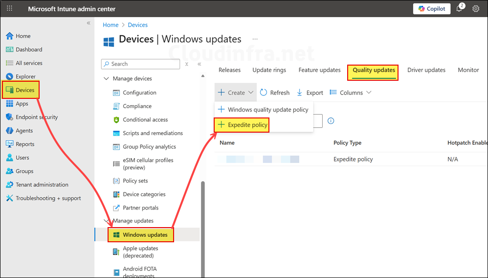 Create a Policy to Expedite Windows Quality Updates