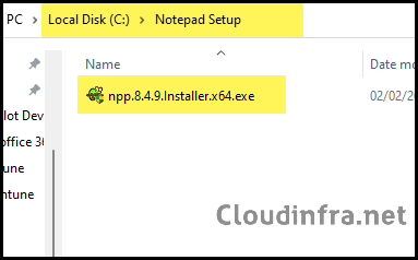 Step 1 creation of Intunewin file