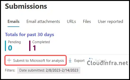 Submit an email to microsoft for analysis for Tenant Allow/Block list