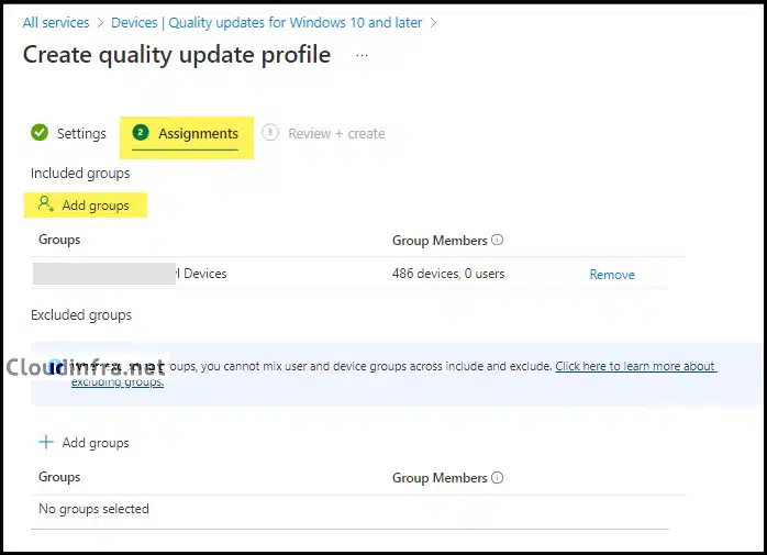 Create a Quality Update Profile