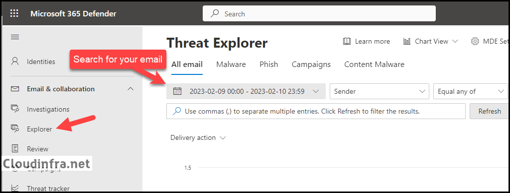 Get Email message header information from Microsoft 365 defender portal