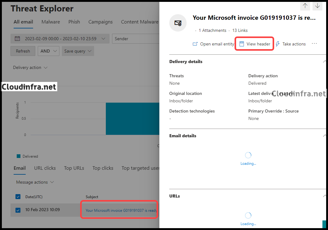 View email header in office 365