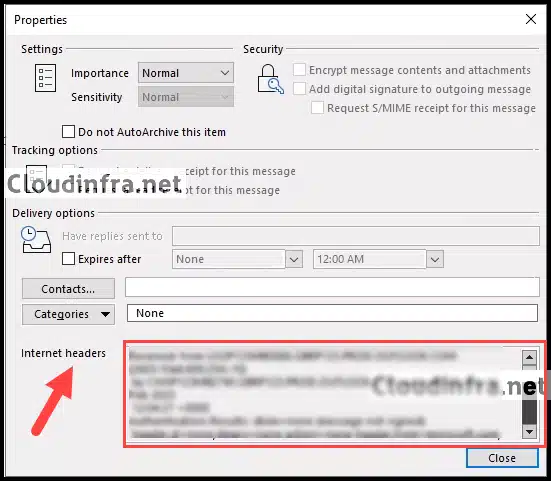 Get email header information from Outlook Desktop Client