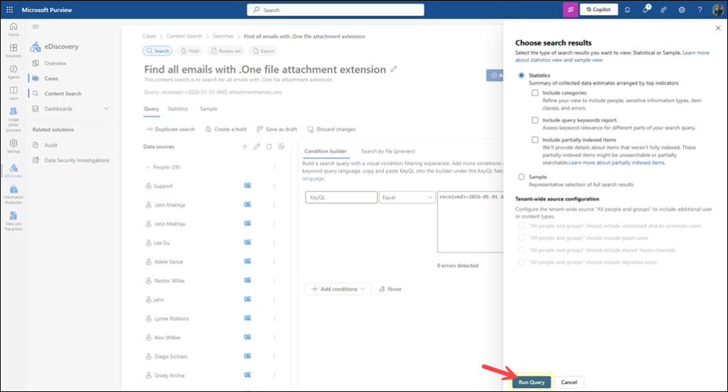 Run the Content Search query