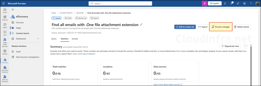 View Export Content Search Results