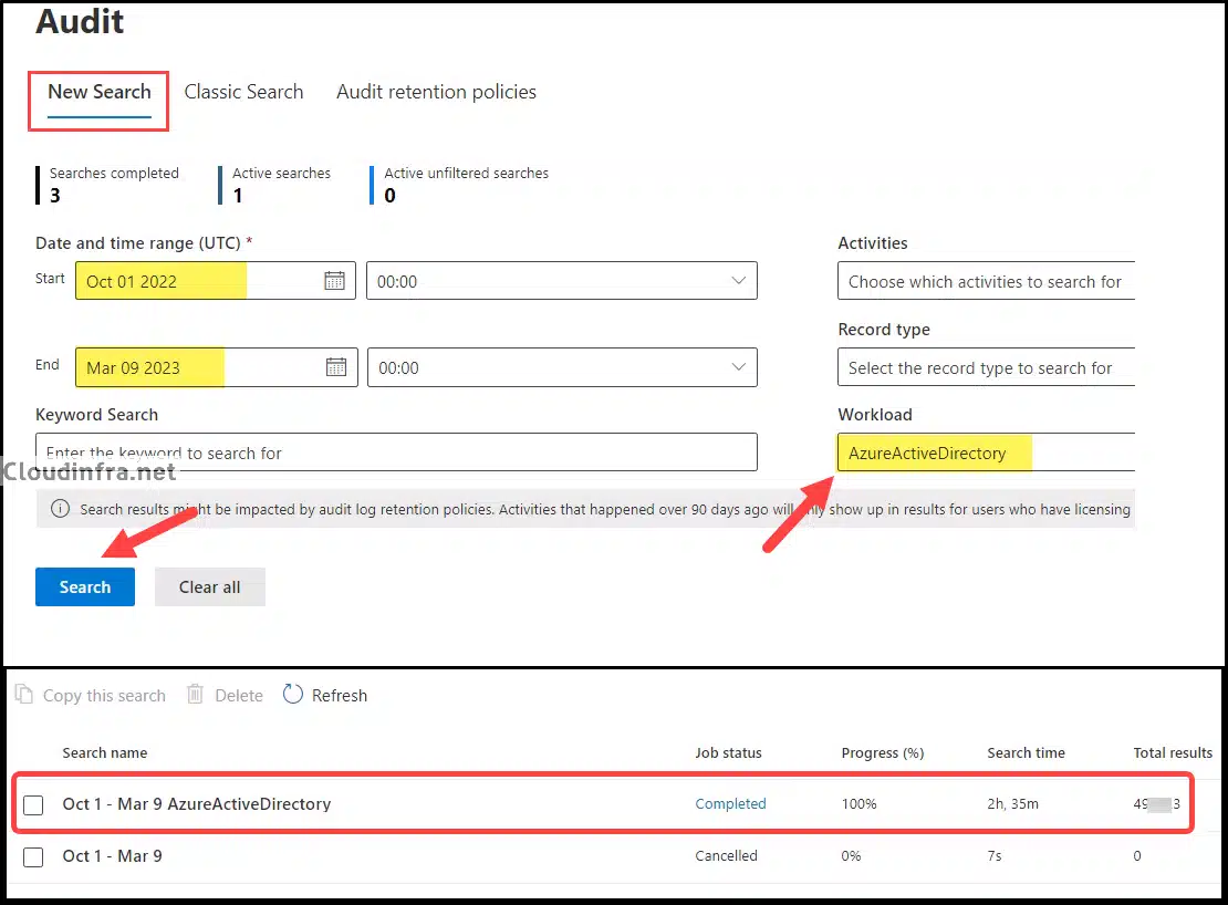 Search Audit logs on Microsoft Purview portal