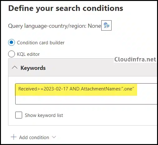 Search Query Content Search from Microsoft Purview Portal