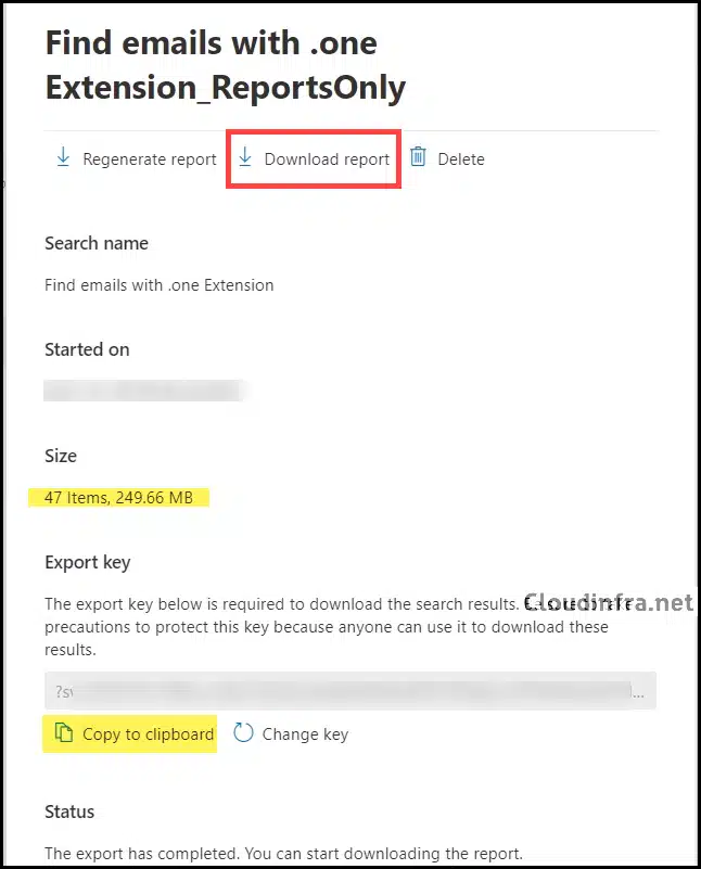 Export Key Copy Content Search Microsoft Purview 