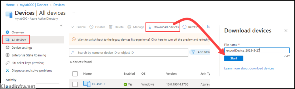 Export Azure AD device with Object ID