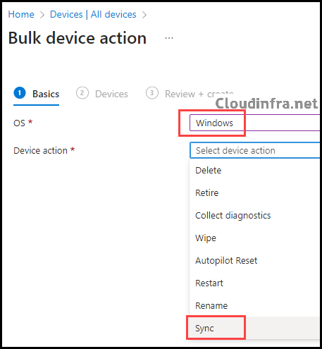 Using Bulk Device Actions from the Intune admin center
