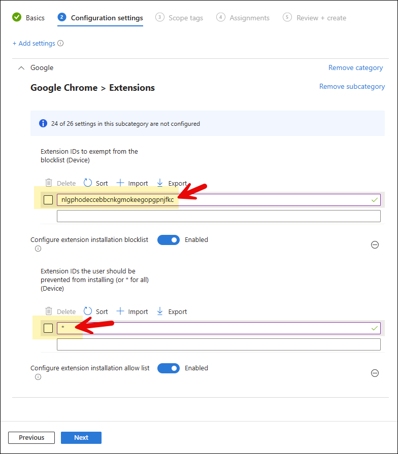 Configure extension installation allow list