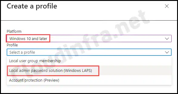 Create Windows LAPS Policy for Windows 10 