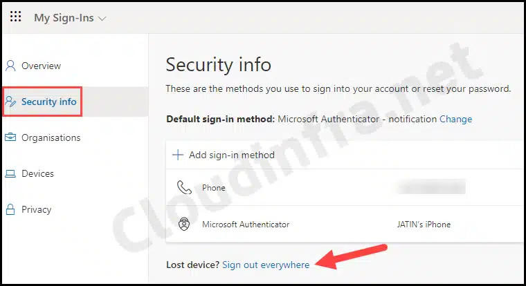 Sign out from everywhere office 365