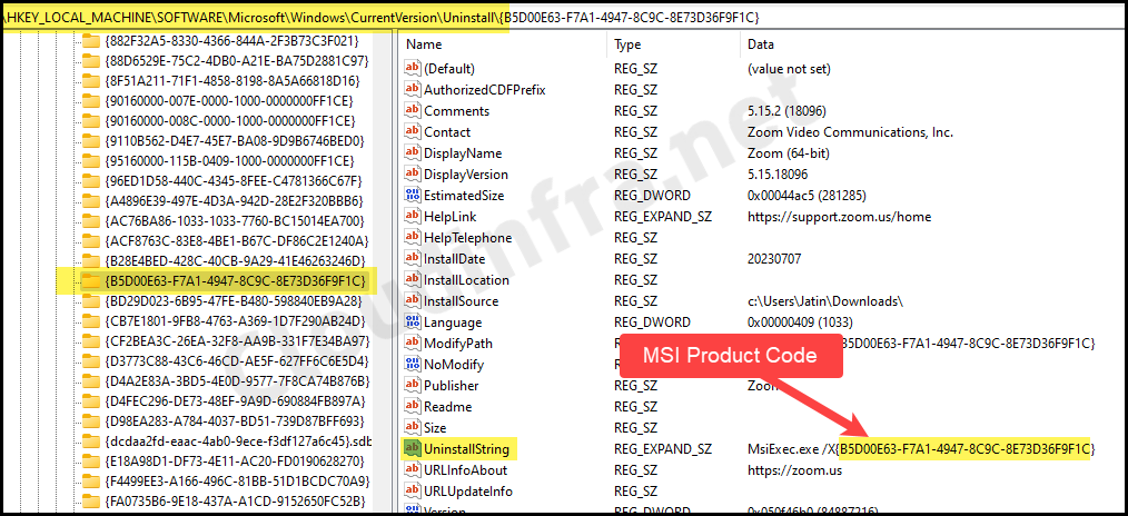How to find MSI product code of an application