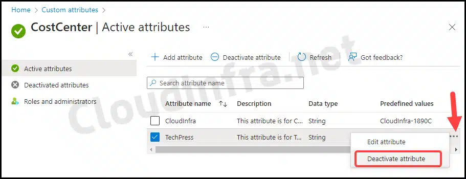 How to delete a Custom Security Attribute in Entra ID