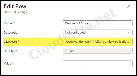 OMA-URI setting to block Microsoft Store
