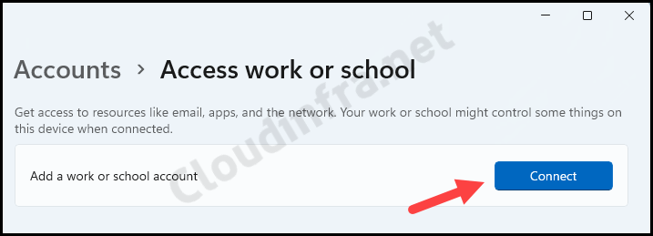 Connect button in Settings App for Azure AD join