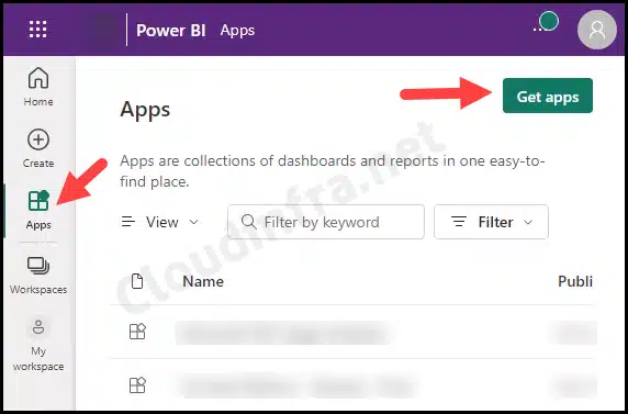 PowerBI > Apps > GetApps