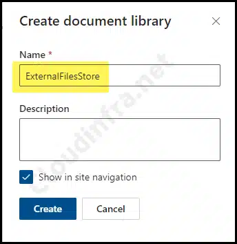 Provide a name of the sharepoint document library