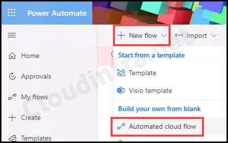 Click on New flow > Automated cloud flow