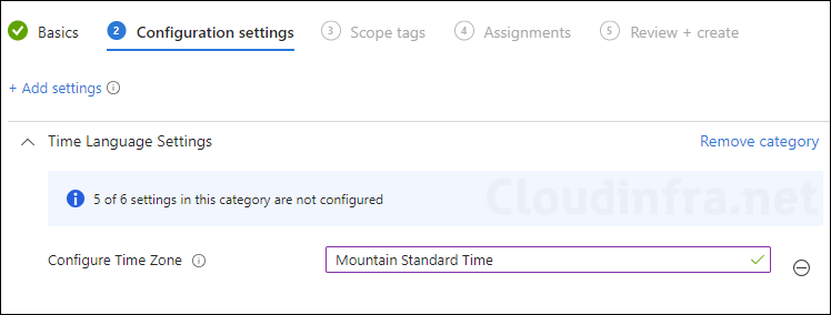 Configure Time Zone policy in Settings catalog