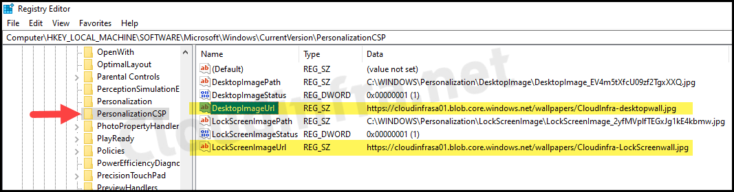 Desktop and lock screen configuration in Windows registry