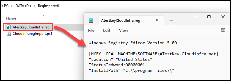 Registry key file contents
