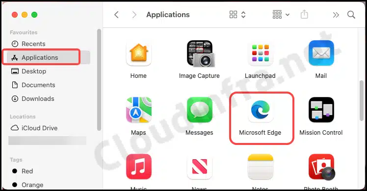 Go to Finder > Go > Applications and confirm if MS Edge has been installed