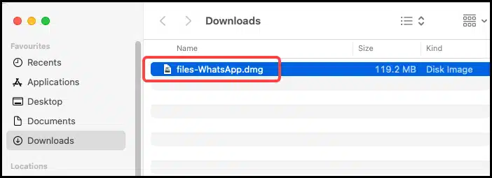 WhatsApp.dmg file downloaded