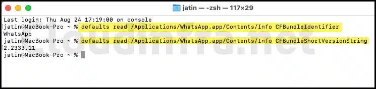 Find CFBundleIdentifier and CFBundleShortVersionString Information using macOS terminal
