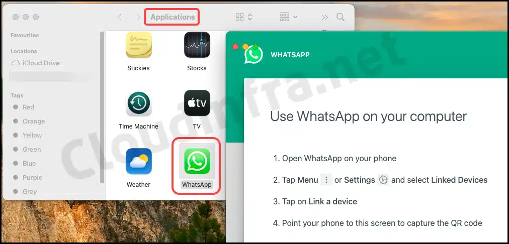 WhatsApp application has been installed successfully on macOS device using intune