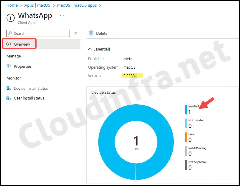 Monitoring WhatsApp application deployment from Intune admin center