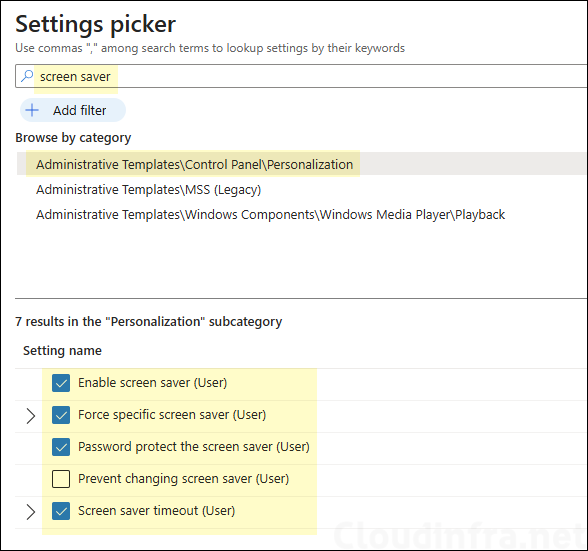 Create Screen Saver Intune Policy