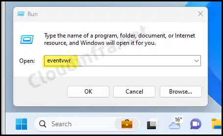 Open Event viewer on a Windows device