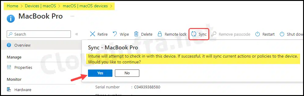 Sync macOS from Intune admin center