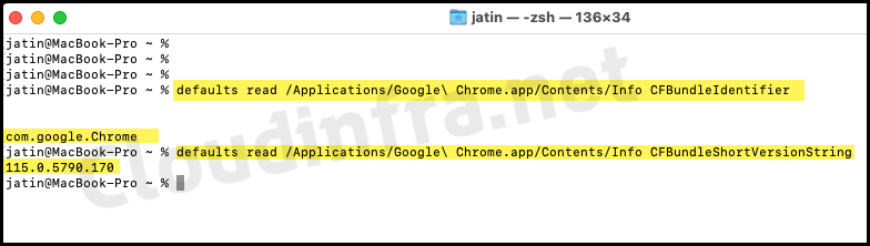 Find CFBundleIdentifier and CFBundleShortVersionString Information using macOS terminal