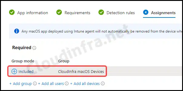 Assignment of WhatsApp application on macOS devices from Intune admin center
