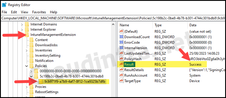 Check status of Powershell script execution from Windows registry