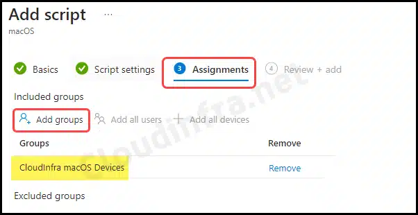 Assign shell script to macOS device from Intune admin center