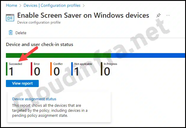 Monitor Screen saver policy on Intune admin center